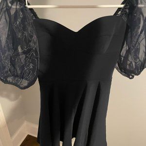 Chloe Short Navy Puff-Sleeve Party Dress